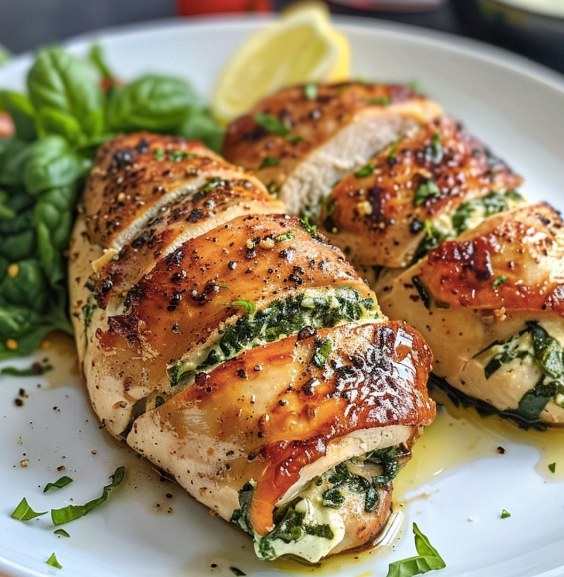 Rezept für mit Spinat gefüllte Hähnchenbrust - Leckere Rezepte